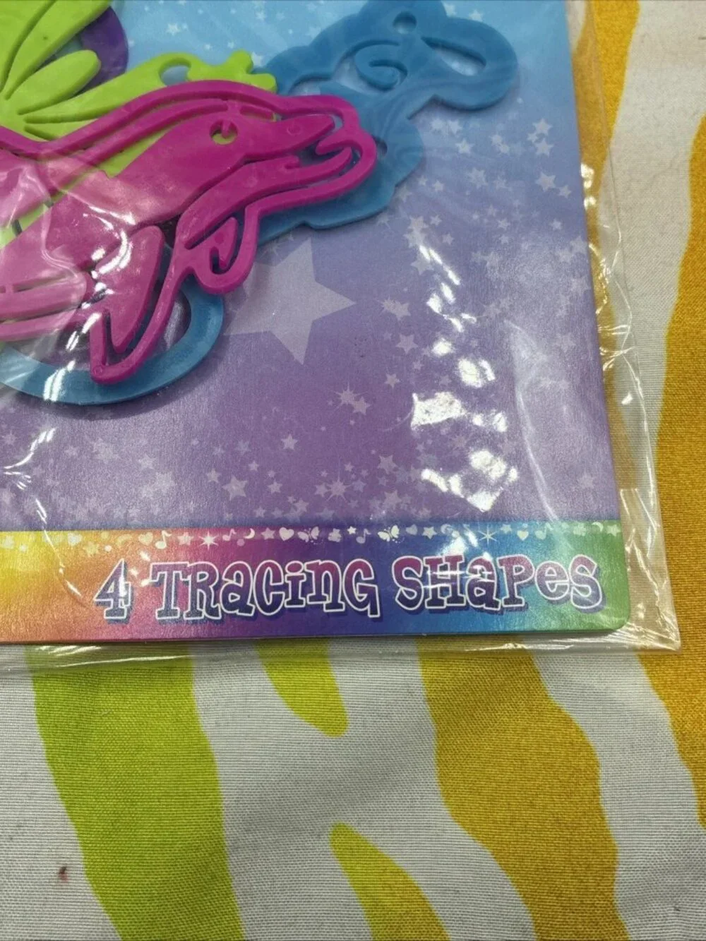 Vintage Lisa Frank Party Favors – 4 Tracing Shapes (Butterfly, Dolphin, Flower)